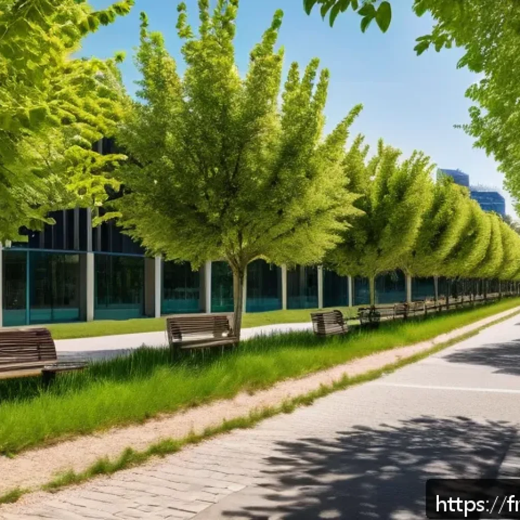 도시 생물다양성을 위한 종합 계획 수립 - A vibrant urban ecological corridor in Lyon connecting diverse neighborhoods, featuring lush green h...