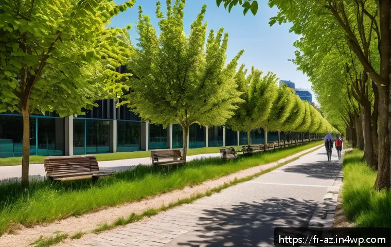 도시 생물다양성을 위한 종합 계획 수립 - A vibrant urban ecological corridor in Lyon connecting diverse neighborhoods, featuring lush green h...